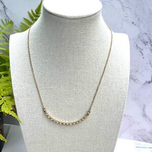 Elegant Gold Tone Minimalist Necklace with Rhinestone Accents